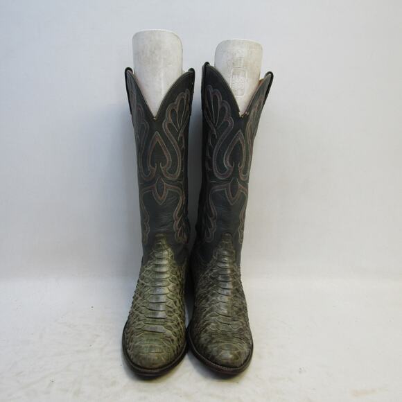 J CHISHOLM Womens Size 7 M Gray Leather Snake Skin Cowboy Western Boots - Picture 5 of 10